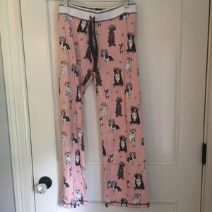 PJ SALVAGE pajama bottoms size s pink dogs